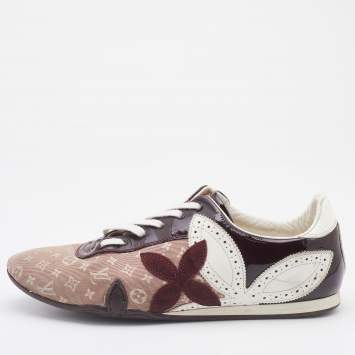 مملوكة مسبقًا Louis Vuitton Cherry Monogram Mini Lin Canvas and Patent Leather Low Top Sneakers Size 40
