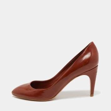 Pre Owned Louis Vuitton Brown Leather  Pointed Toe Pumps Size 37.5