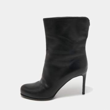Pre Owned Louis Vuitton Black Leather Ankle Booties Size 38