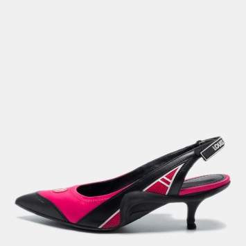 Pre Owned Louis Vuitton Red/Black Nylon and Leather Archlight Pumps Size 38