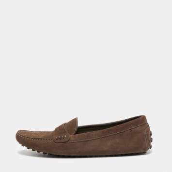 Pre Owned Louis Vuitton Brown Suede Driver Loafers Size 39