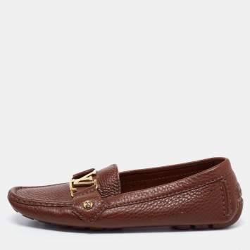 Pre Owned Louis Vuitton Brown Leather Monte Carlo Loafers Size 35