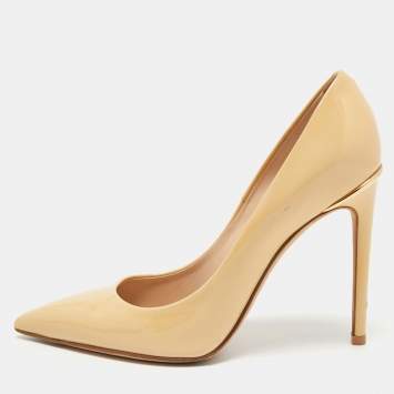 Pre Owned Louis Vuitton Beige Patent Leather Eyeline Pointed Toe Pumps Size 37