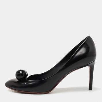 Pre Owned Louis Vuitton Black Leather Ball Pumps Size 38