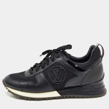 Pre Owned Louis Vuitton Black Leather and Mesh Run Away Sneakers Size 36.5