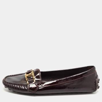Pre Owned Louis Vuitton Burgundy Patent leather Oxford Loafers Size 39