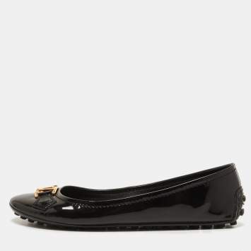 Pre Owned Louis Vuitton Black Patent Leather Oxford Loafers Size 38