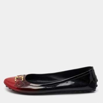 Pre Owned Louis Vuitton Two Tone Patent Leather Oxford Ballet Flats Size 41