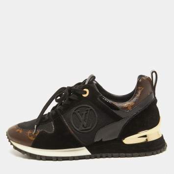 Pre Owned Louis Vuitton Brown Monogram Canvas and  Mesh Run Away Sneakers Size 37