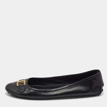 Pre Owned Louis Vuitton Black Patent Leather Oxford Ballet Flats Size 41