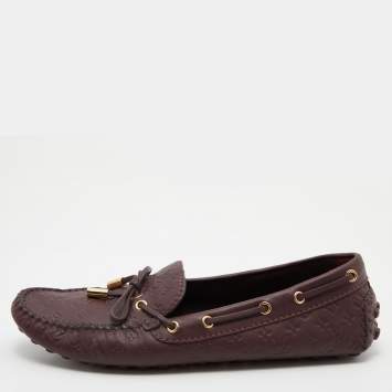 Pre Owned Louis Vuitton Aube Monogram Empreinte Leather Gloria Flat Loafers Size 38