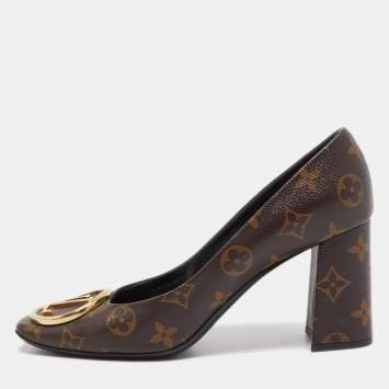 Pre Owned Louis Vuitton Brown Monogram Canvas Madeleine Pumps Size 39