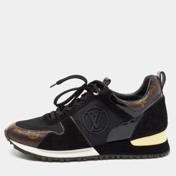 Pre Owned Louis Vuitton Brown/Black Monogram Canvas and Mesh RunAway Sneakers Size 39.5