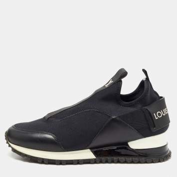 Pre Owned Louis Vuitton Black Neoprene and Leather Run Away Sneakers Size 35