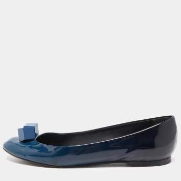 Pre Owned Louis Vuitton Blue Ombre Patent Leather Dice Ballet Flats Size 39