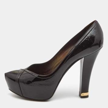 Pre Owned Louis Vuitton Black Patent Leather Tamara Pumps Size 36.5