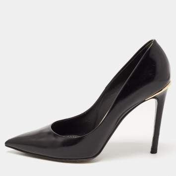 Pre Owned Louis Vuitton Black Leather Eyeline Pumps Size 38
