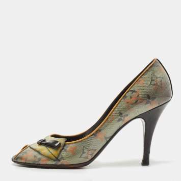 Pre Owned Louis Vuitton Multicolor Monogram Coated Denim Richard Prince Flash Pulp Pumps Size 39