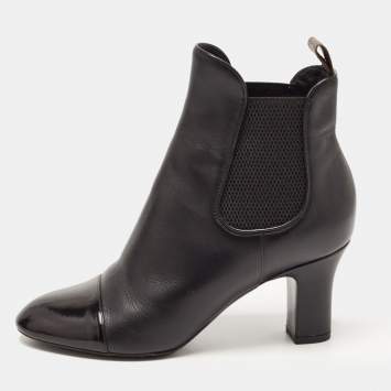 Pre Owned Louis Vuitton Black Leather Ankle Boots Size 35