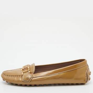 Pre Owned Louis Vuitton Beige Leather Oxford Loafers Size 37