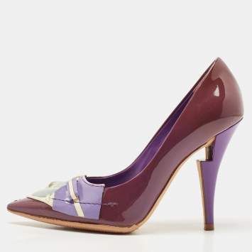 Pre Owned Louis Vuitton Purple Patent Leather Riviera Pumps Size 34