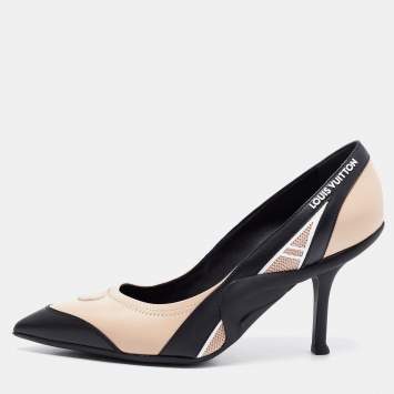 Pre Owned Louis Vuitton Black/Beige Leather and Mesh Archlight Pumps Size 40 