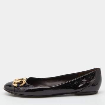 Pre Owned Louis Vuitton Amarante Monogram Vernis Claudia Ballet Flats Size 38