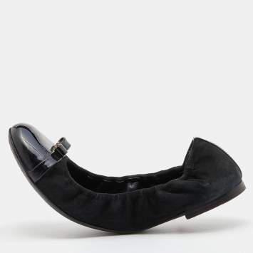 Louis Vuitton, Shoes, Louis Vuitton Black Suedepatent Elba Elastic Ballerina  Flats Size 36