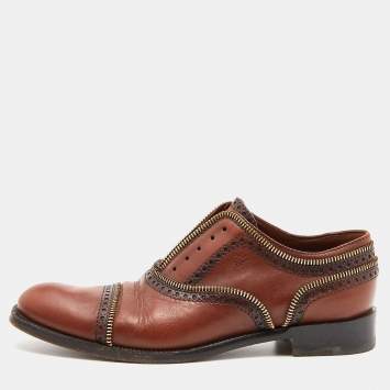 Pre Owned Louis Vuitton Brown Leather Tomboy Richelieu Oxfords Size 38