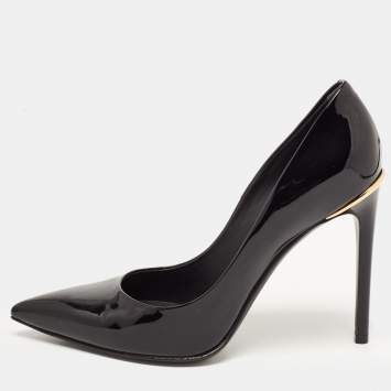 Pre Owned Louis Vuitton Black Patent Leather Eyeline Pumps Size 37