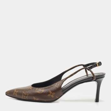 مملوكة مسبقًا Louis Vuitton Brown Monogram Canvas Chérie Slingback  Pumps Size 37.5