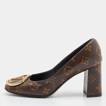 Pre Owned Louis Vuitton Monogram Canvas Madeleine Block Heel Pumps Size 36