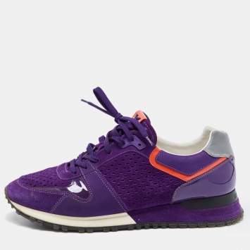 Pre Owned Louis Vuitton Purple Suede and Mesh Run Away  Sneakers Size 40