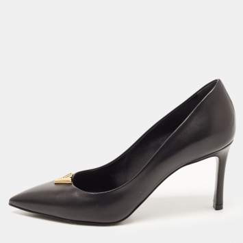 Pre Owned Louis Vuitton Black Leather Heart Breaker Pointed Toe Pumps Size 36.5