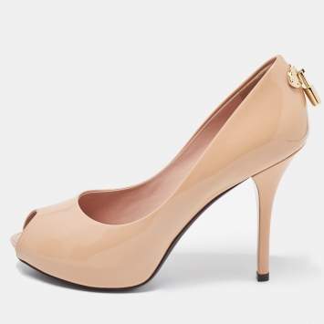 Pre Owned Louis Vuitton Beige Patent Leather Oh Really! Pumps Size 37