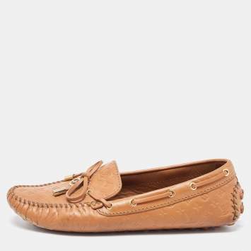 Pre Owned Louis Vuitton Brown Leather Gloria Loafers Size 40