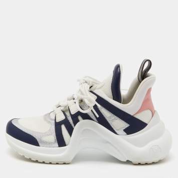 Pre Owned Louis Vuitton Tricolor Leather and Mesh Archlight Sneakers Size 38