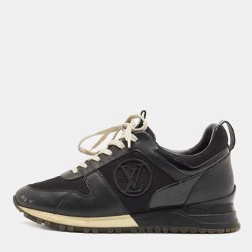 Pre Owned Louis Vuitton Black Leather and Mesh Run Away Sneakers Size 38