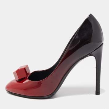 Pre Owned Louis Vuitton Red/Black Ombre Patent Leather Dice Pumps Size 35.5