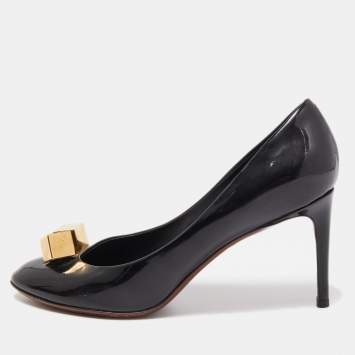 Pre Owned Louis Vuitton Black Patent Dice Pumps Size 39
