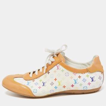 Pre Owned Louis Vuitton Multicolor Monogram Canvas And Patent Leather Low Top Sneakers Size 40.5