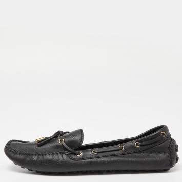 Pre Owned Louis Vuitton Black Leather Gloria Loafers Size 40