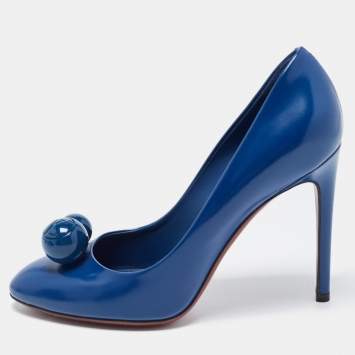 Pre Owned Louis Vuitton Blue Leather Dice Pumps Size 37