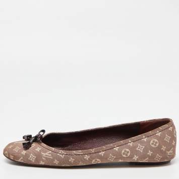 Pre Owned Louis Vuitton Pink Monogram Mini Lin Canvas Debbie Ballet Flats Size 40