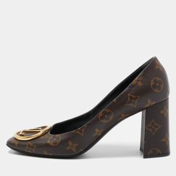 Pre Owned Louis Vuitton Brown Coated Canvas Madeleine Pumps Size 40