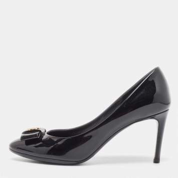 Pre Owned Louis Vuitton Black Patent Leather Fiance Pumps Size 36.5