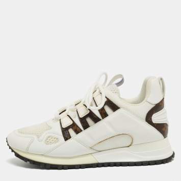 Pre Owned Louis Vuitton White Leather and Mesh Run Away Sneakers Size 35.5