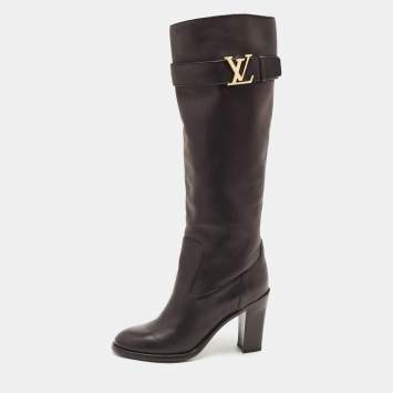 Pre Owned Louis Vuitton Black Leather Mildcalf Boots Size 37