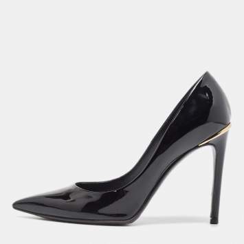 Pre Owned Louis Vuitton Black Patent Leather Eyeline Pumps Size 38