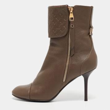 Pre Owned Louis Vuitton Brown Leather Ankle  Boots Size 38